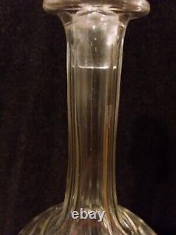 Antique Victorian Shaft & Globe Cut Glass Decanter, Thumb Cut, Hollow Stopper