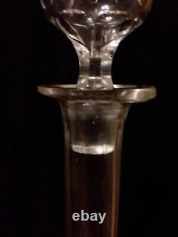 Antique Victorian Shaft & Globe Cut Glass Decanter, Thumb Cut, Hollow Stopper