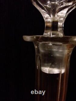 Antique Victorian Shaft & Globe Cut Glass Decanter, Thumb Cut, Hollow Stopper