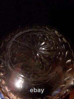 Antique Victorian Shaft & Globe Cut Glass Decanter, Thumb Cut, Hollow Stopper