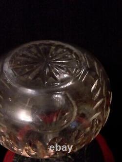 Antique Victorian Shaft & Globe Cut Glass Decanter, Thumb Cut, Hollow Stopper