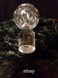 Antique Victorian Shaft & Globe Cut Glass Decanter, Thumb Cut, Hollow Stopper