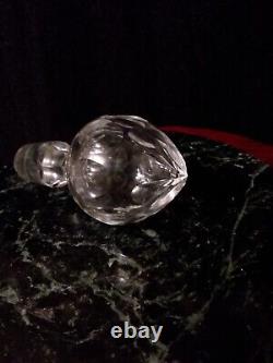 Antique Victorian Shaft & Globe Cut Glass Decanter, Thumb Cut, Hollow Stopper