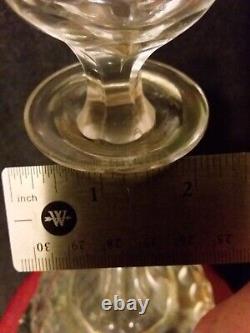 Antique Victorian Shaft & Globe Cut Glass Decanter, Thumb Cut, Hollow Stopper