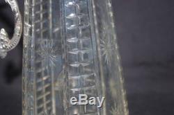 Antique Victorian Silver Plate Cut Glass Claret Jug Decanter stock code 3495