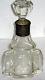 Antique Victorian Sterling Silver Collar Etched Cut Glass Decanter