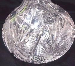 Antique Vintage 11'' American Brilliant Deep Cut Glass Crystal Heavy Decanter