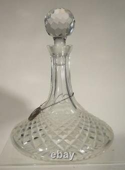 Antique Vintage Cut Glass Decanter Sterling Silver Brandy Label Crystal Bar
