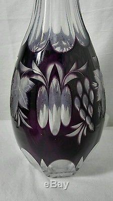 Antique Violet Heavy Crystal Cut Glass Decanter Etched Grape Decorations 15