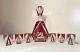 Antique Cut To Clear Crystal Moser Czech Bohemian Red Deco Glass Decanter Set