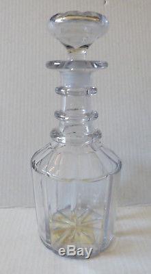 Antique early 1800s English Georgian Glass Decanter Hand Blown & Cut ringed neck