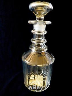 Antique early 1800s English Georgian Glass Decanter Hand Blown & Cut ringed neck