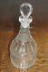 Antique Georgian Anglo Irish Cut Glass & Etched Banded Decanter