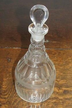 Antique georgian anglo Irish cut glass & etched banded decanter