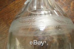 Antique georgian anglo Irish cut glass & etched banded decanter