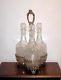 Antique Silver Plated Decanter Holder, Mappin Bros And Three Cut Glass Decanters