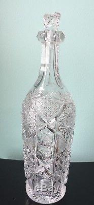 Antique tall cut clear crystal glass bottle whiskey wine decanter abp 12 3lbs