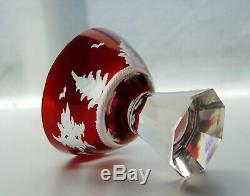 Art Deco Antique Bohemian Ruby Cut to Clear Decanter/Carafe Set/ Nový Bor/Haida