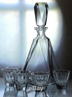 Art Deco Bohemian Clear Cut Glass Decanter Set