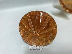 Art Deco Czech Bohemia Decanter Masive Amber Uranium Vaseline Cut Crystal
