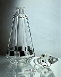 Art Deco Czech Modernist Cut Glass Liquor Decanter / Carafe Set Karl Palda