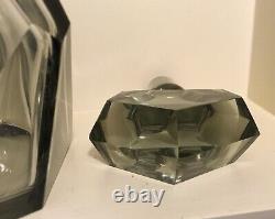 Art Deco Joseph Reidel Moser Hand Faceted Smokey Crystal Czech Decanter Prism