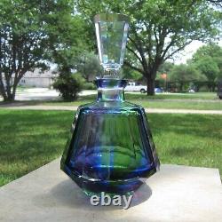 Art Deco Moser Faceted Heavy Crystal Decanter Bohemian Czech, 1930s