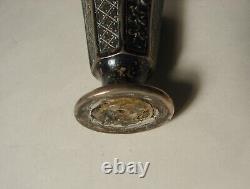 Art Nouveau Hanau 800 solid silver mounted cut glass engraved liquor decanter