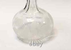 Art Noveau Vintage Carafe Pitcher Sterling Silver Crystal Cut Glass Flowers