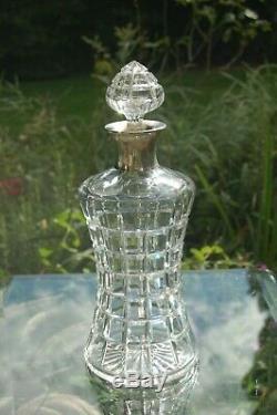 Asprey 1933 Art Deco cut crystal decanter with silver collar