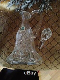 Awesome Huge Decanter Pitcher Style Cut Glass By Avira Hand Cut