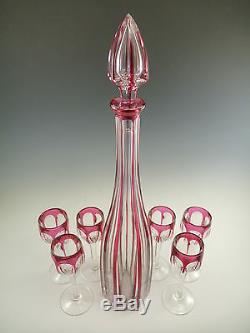 BACCARAT Crystal Cut-to-Clear Decanter & 6 Glasses 18