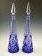 Baccarat Crystal Stunning Pair Cut-to-clear Tsar Decanters 16 1/2