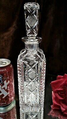BEAUTIFUL Antique Crystal CUT Glass Rectangle Decanter CUT TO PIECES