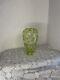 Beautiful Hand Cut Green Cut To Clear Bohemian Lead Crystal Vase 6.5