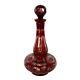 Bohemian Czech Glass Ruby Red Cut To Clear Decanter Bottle With Stopper