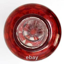 BOHEMIAN CZECH GLASS RUBY RED CUT TO CLEAR DECANTER BOTTLE With STOPPER