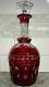 Bohemian Ruby Cut To Clear Decanter Antique