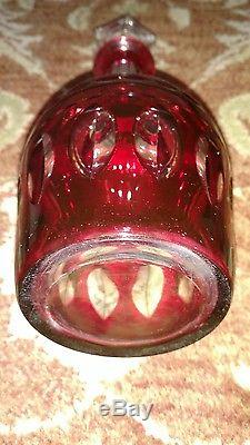 BOHEMIAN Ruby CUT TO CLEAR DECANTER ANTIQUE