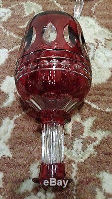 BOHEMIAN Ruby CUT TO CLEAR DECANTER ANTIQUE