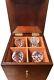 Bombay Company Mahogany Decanter Box With4 Cut-glass Crystal Decanters & Stoppers