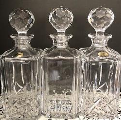 BOMBAY COMPANY Mahogany Decanter Box with4 Cut-Glass Crystal Decanters & Stoppers