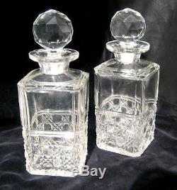 Brilliant Heavy Cut Glass Crystal Liquor Decanter Bottle With Stopper Pair