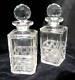 Brilliant Heavy Cut Glass Crystal Liquor Decanter Bottle With Stopper Pair