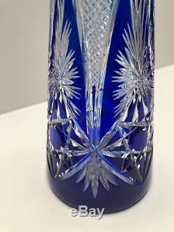 Baccarat Cobalt Blue Cut To Clear Decanter Extremely Rare
