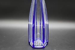 Baccarat French Pyramides Cased Cobalt Cut To Clear Paneled 16 1/2 Decanter