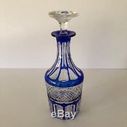 Baccarat Hand Carved Cobalt Blue Cut To Clear Decanter