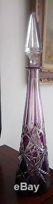 Baccarat Lagny Crystal Amethyst Cut To Clear Decanter Antique 1912