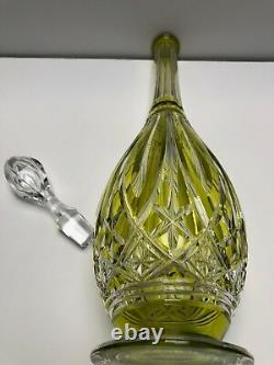 Baccarat Lime Green Cut To Clear Decanter Extremely Rare