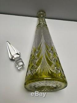 Baccarat Lime Green Cut To Clear Decanter Extremely Rare